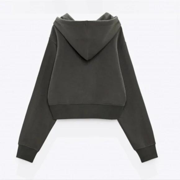 NWT ZARA BASIC CROP SWEATSHIRT GRAY - Picture 4 of 6